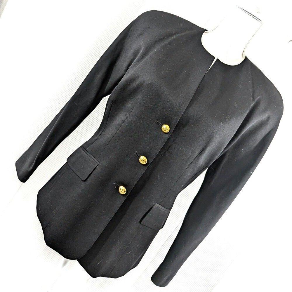 LORD & TAYLOR! STUNNING BLACK PURE GABARDINE 100% WOOL BLAZER, JACKET! SZ 10